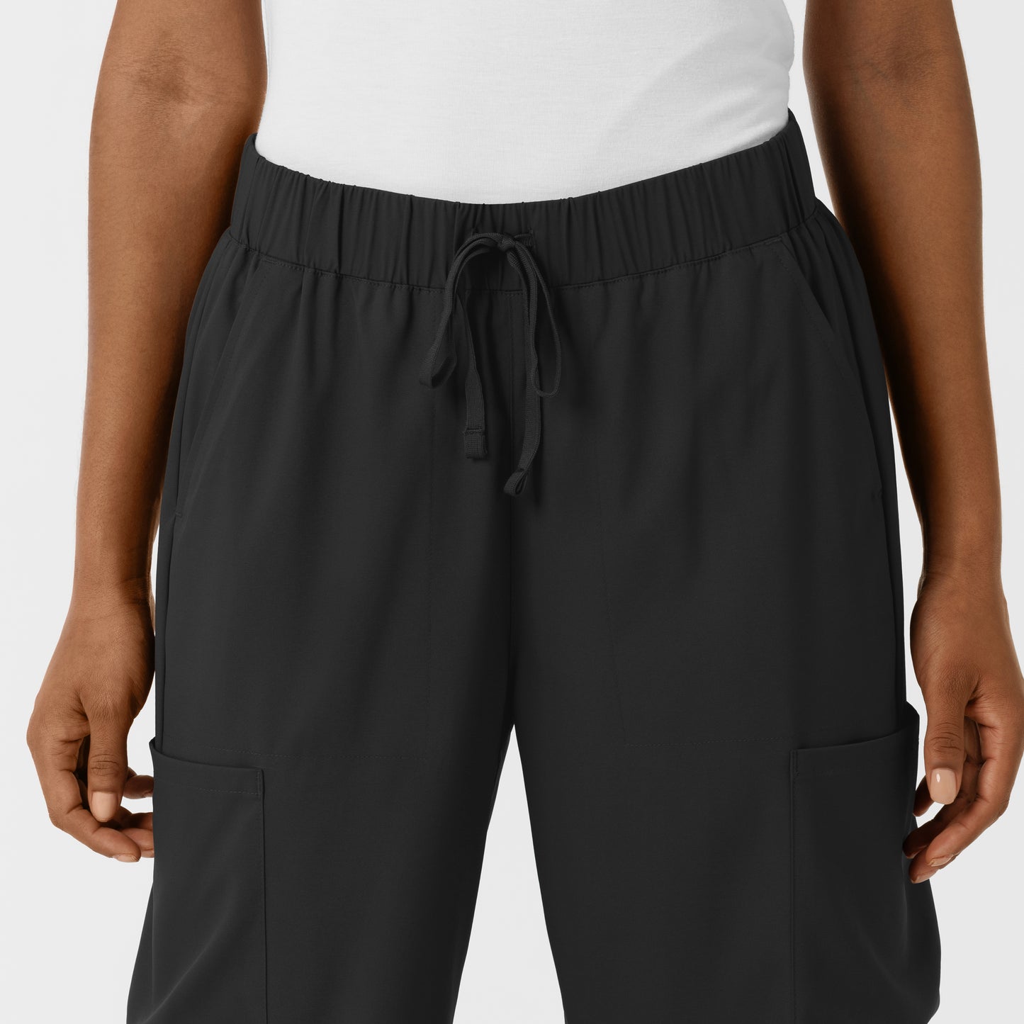 Boundless 5451 Women's Classic Wide Leg Cargo Scrub Pants Black