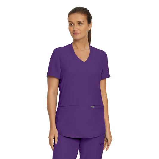 Forward LT100 Women's 3 Pocket V Neck Scrub Top Eggplant Image