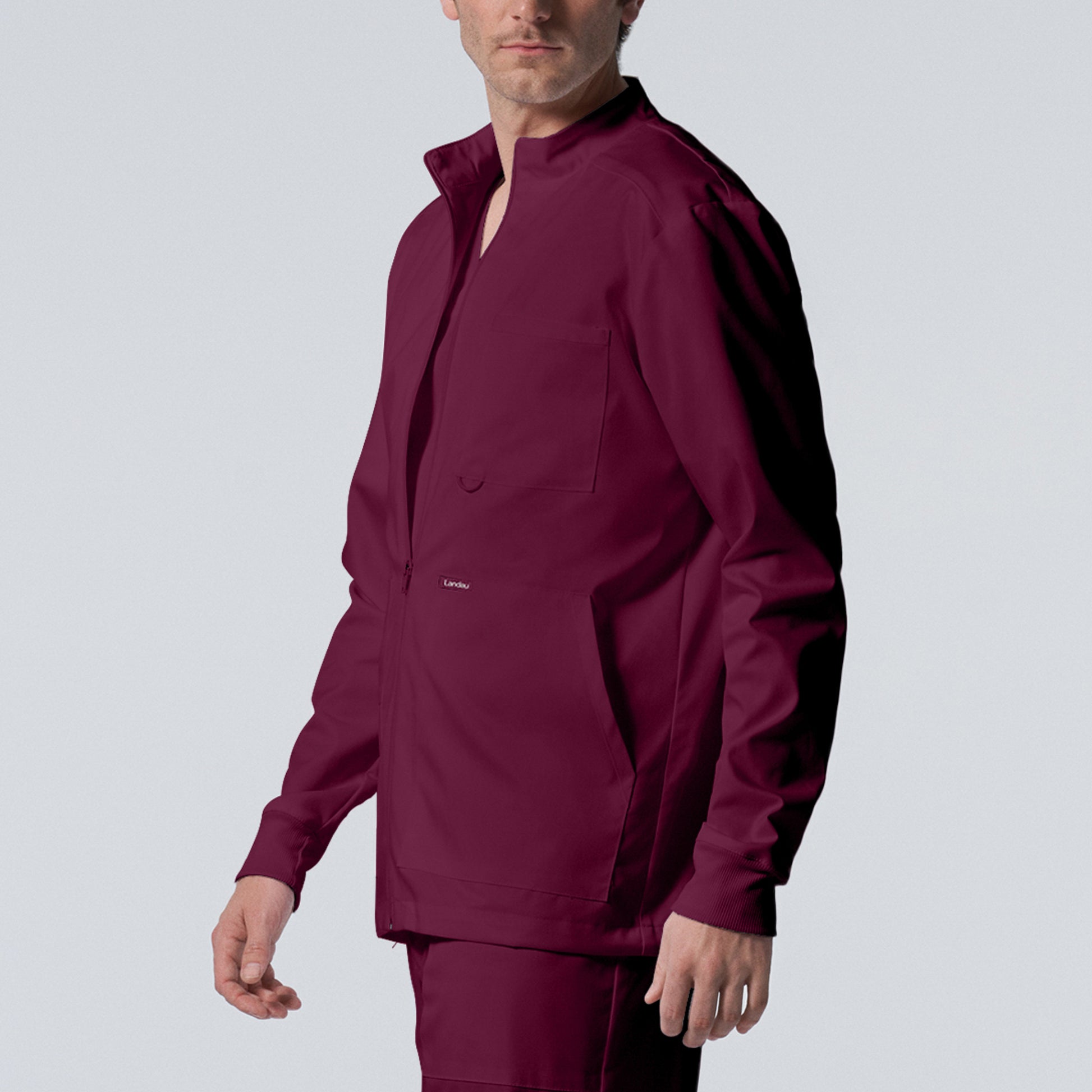 ProFlex LJ702 Men's 4 Pocket Scrub Jacket Wine Image