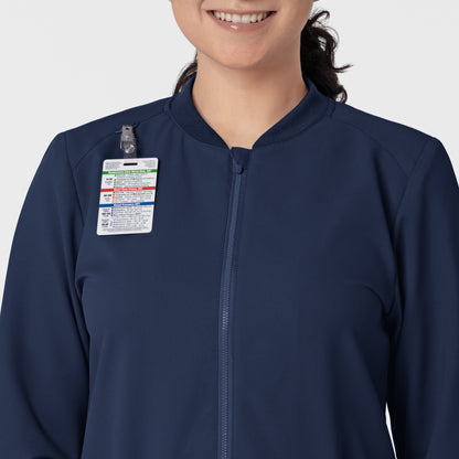 Thrive 8122 Flex-n-Reach Zip-Front Jacket Navy Model Image Left Side | Wink