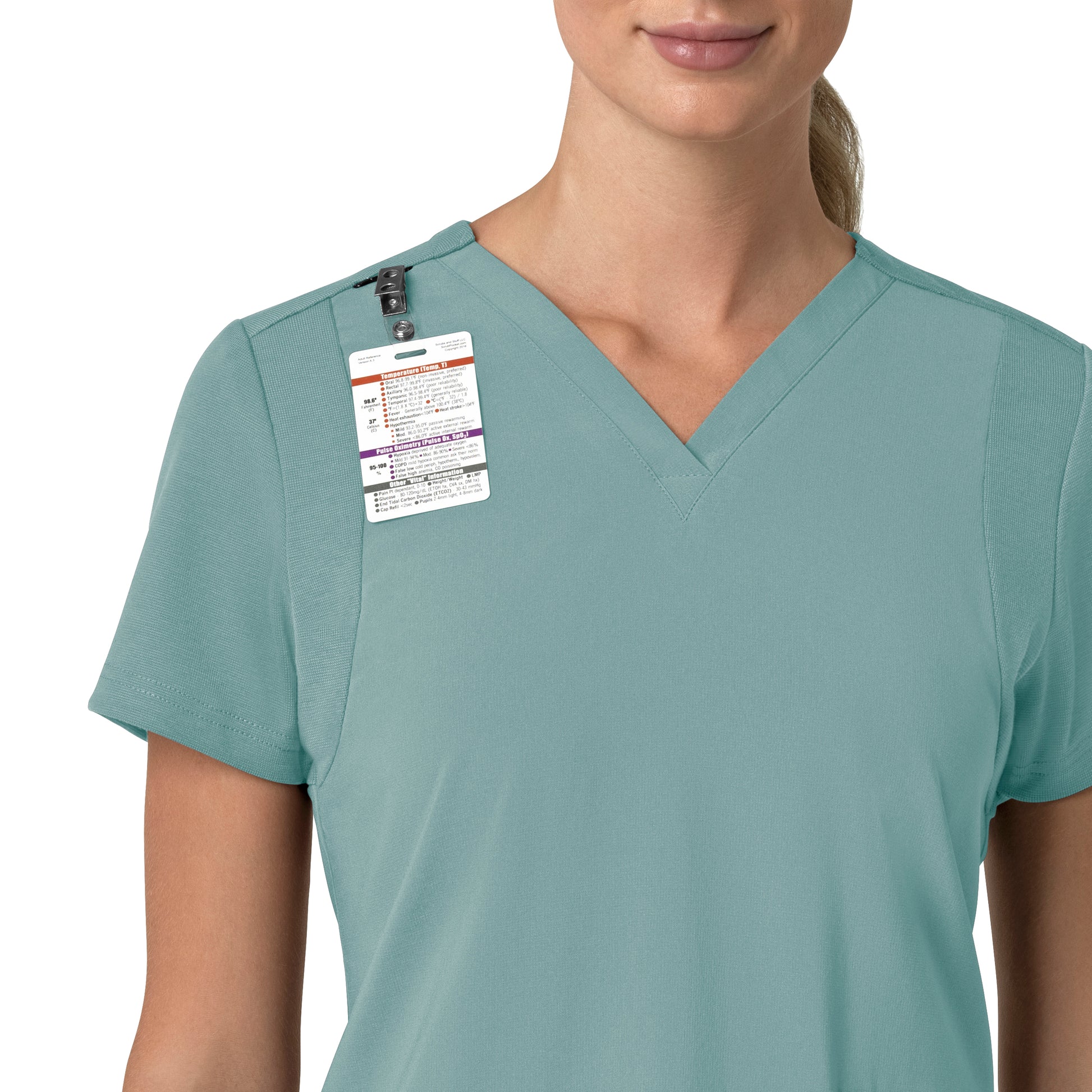 Force Cross-Flex C13210 Flex Panel V-Neck Scrub Top Summer Blue Model Image Alternate | Carhartt