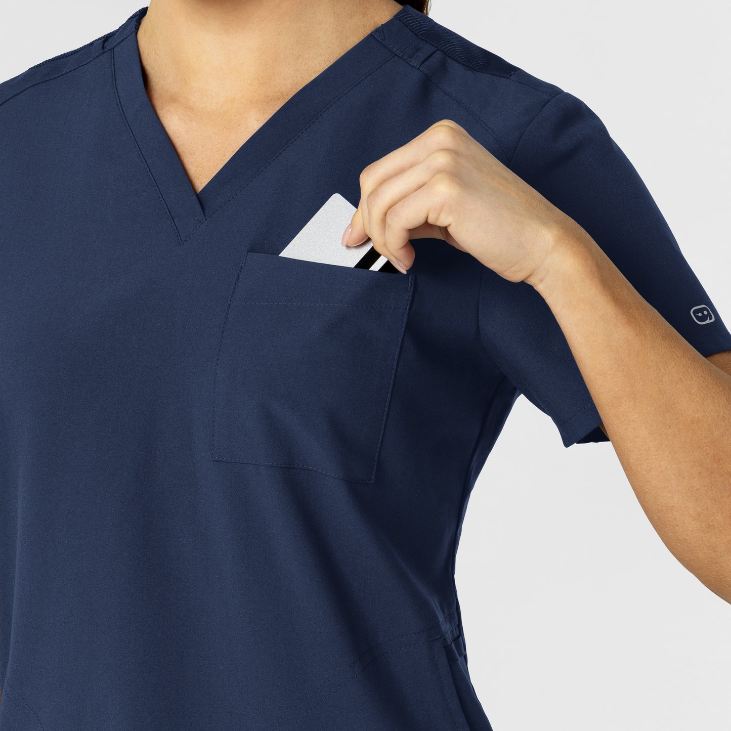 W123 6045 Flex-n-Reach V-Neck Scrub Top Navy Model Image Alternate | Wink