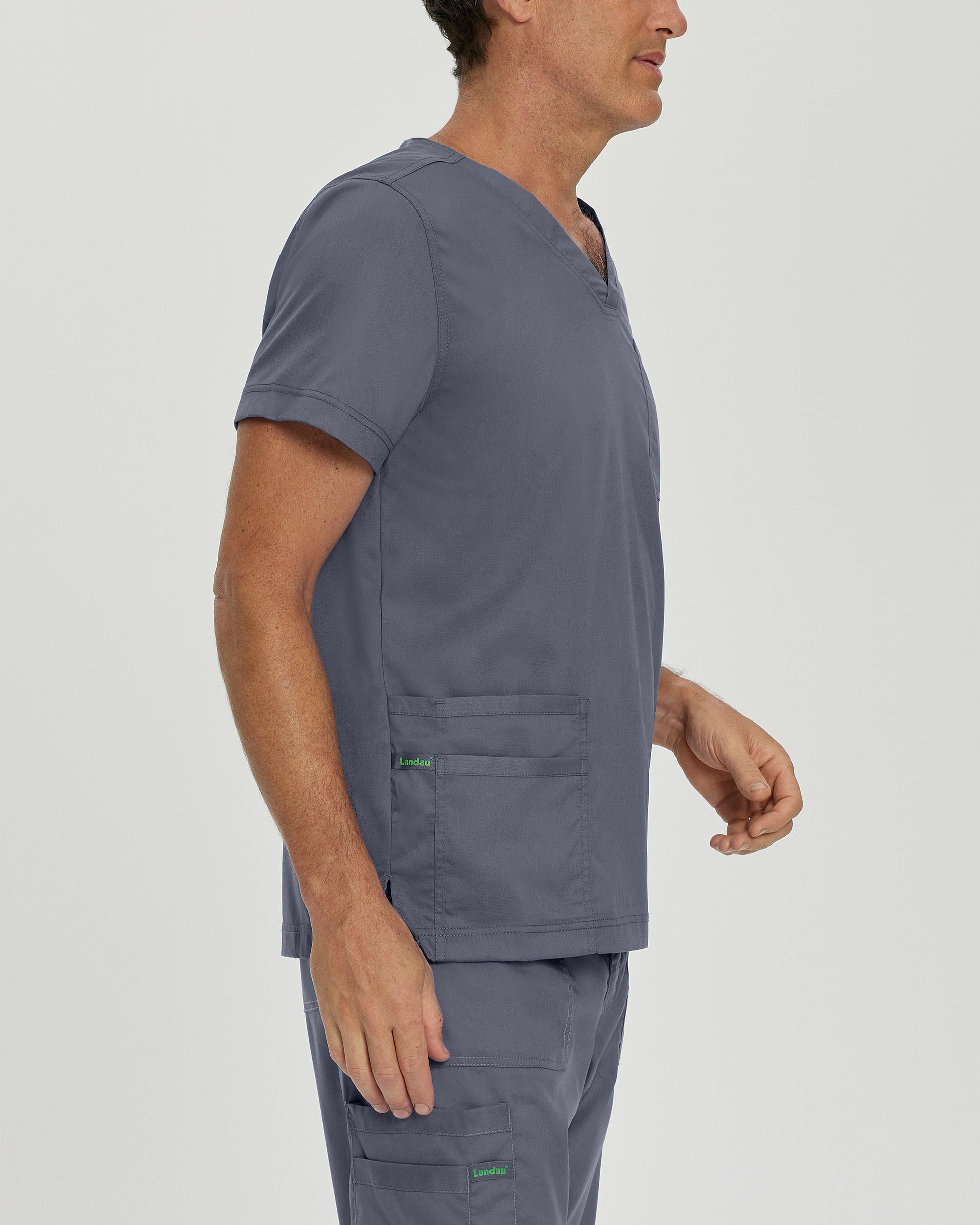 ProFlex 4253 Men's 4 Pocket V Neck Scrub Top Steel Image