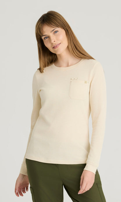 Grey's Anatomy Evolve GSST257 Wanderlust Long Sleeve Top Soft Dune