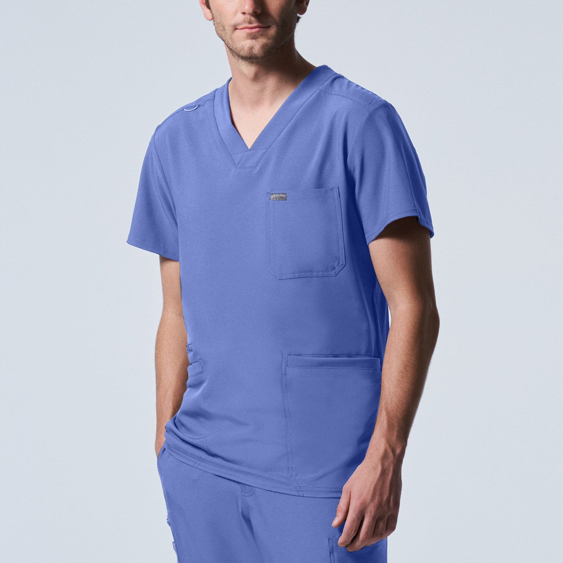 Forward LT110 Men's 4 Pocket V Neck Scrub Top Ceil Blue Image