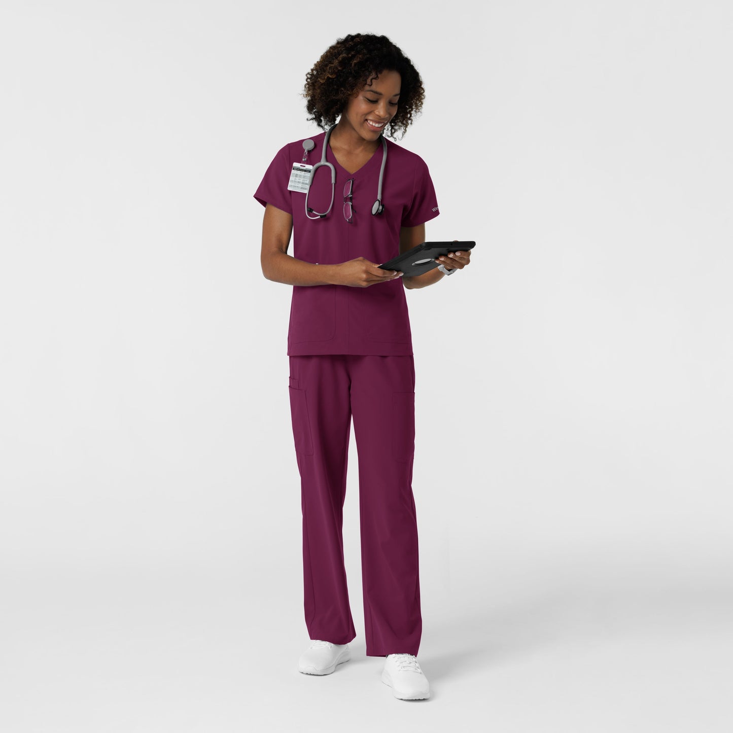 NURTUR 6180 Women's V-Neck Scrub Top Wine