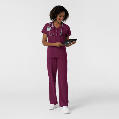 NURTUR 6180 Women's V-Neck Scrub Top Wine