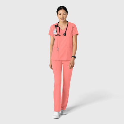 Boundless 6251 Women's 2-Pocket V-Neck Scrub Top Paradise Pink