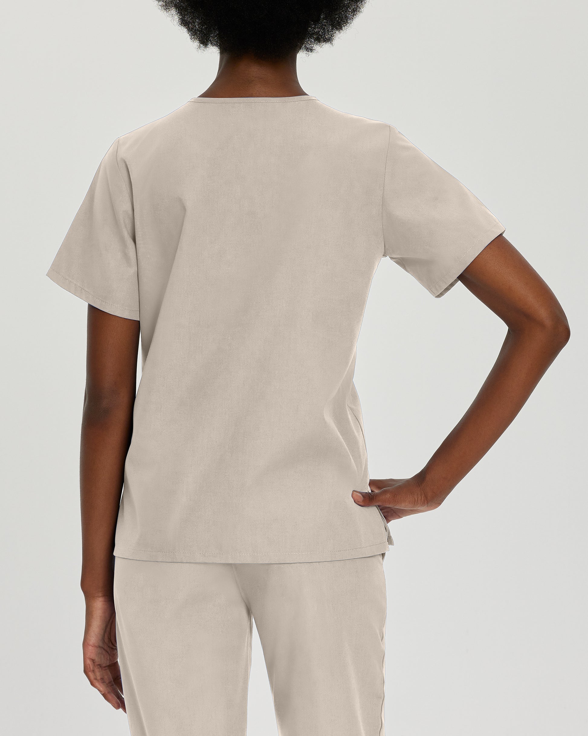 Essentials 8219 Women's 4 Pocket V Neck Scrub Top Sandstone Image