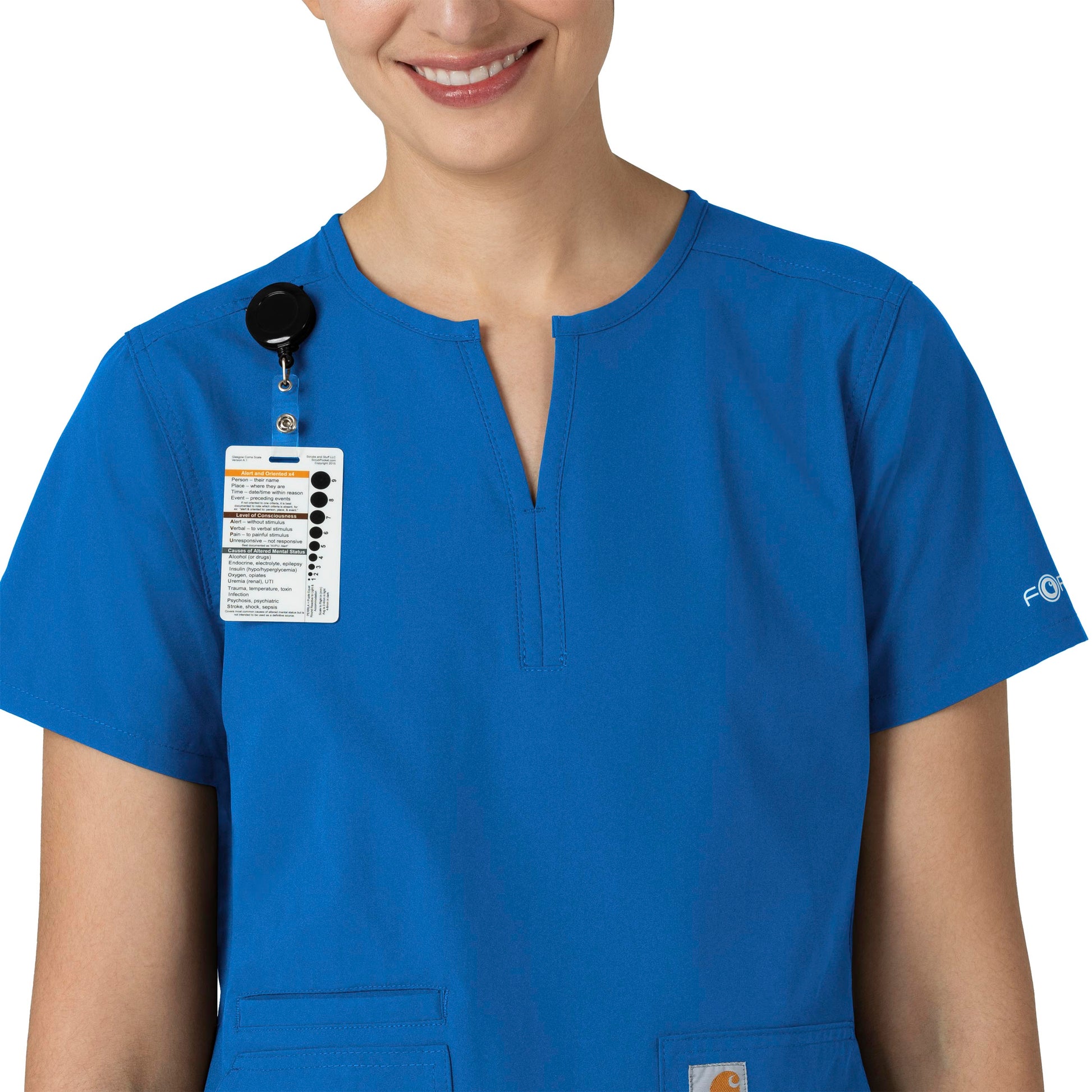 Force Essentials C12213 Notch Neck Tunic Scrub Top Royal Model Image Alternate | Carhartt