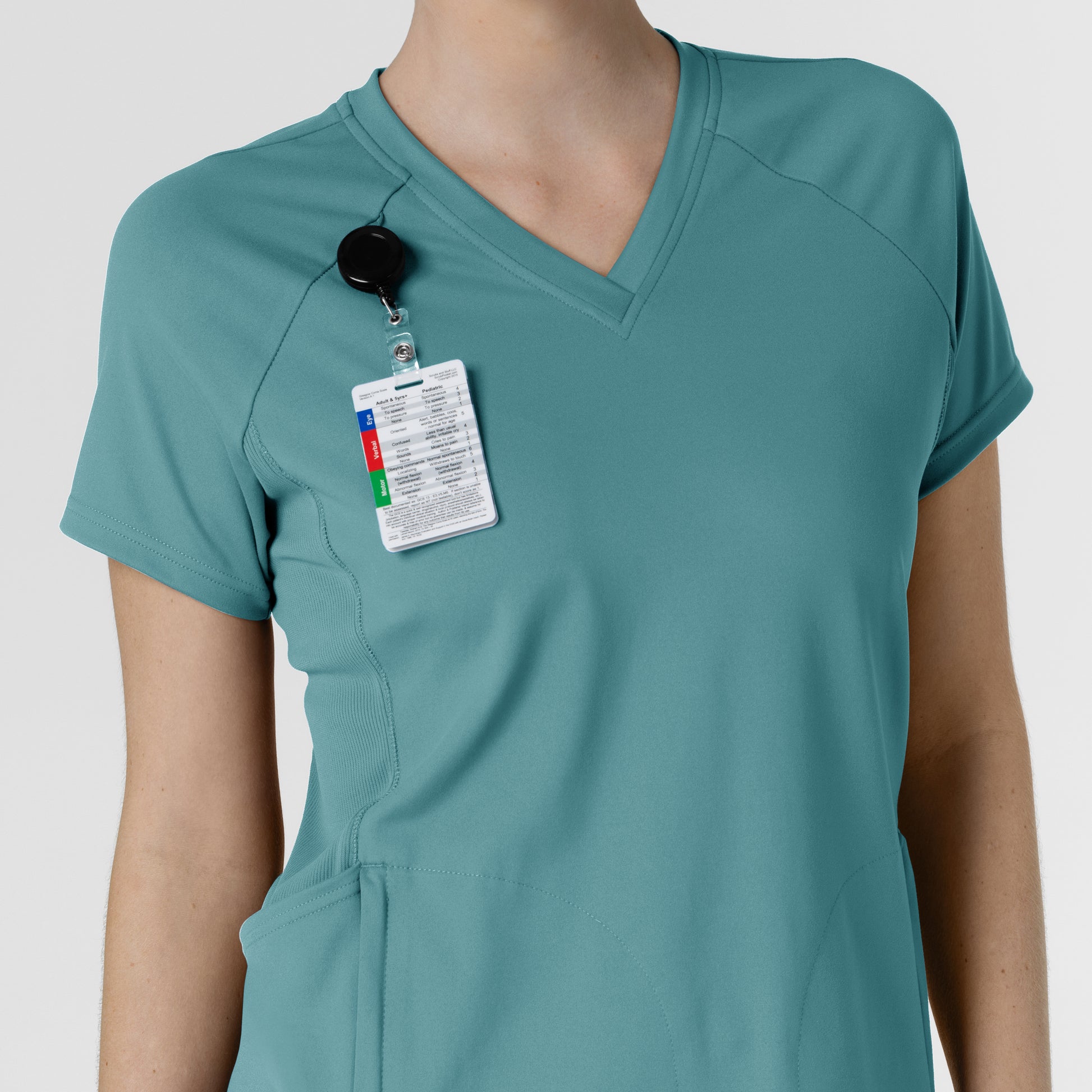 RENEW Knit 6259 Women's Flex-n-Reach V-Neck Raglan Scrub Top Vintage Teal