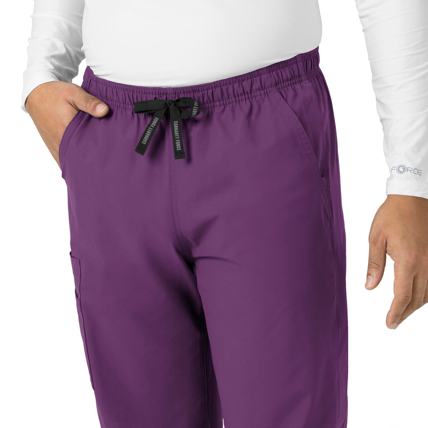 Force Essentials C55013 Unisex Elastic Waist Cargo Scrub Pants Eggplant Model Image Alternate | Carhartt