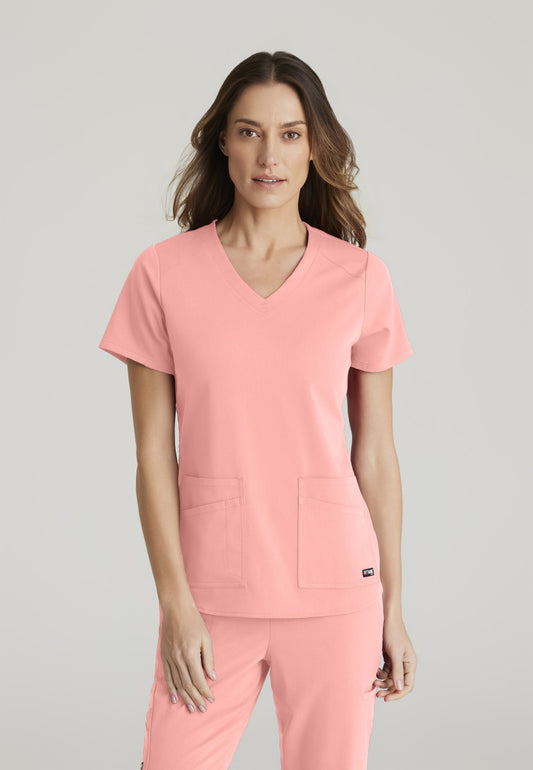 Greys Anatomy Stretch GRST011 Emma Scrub Top Bright Papaya