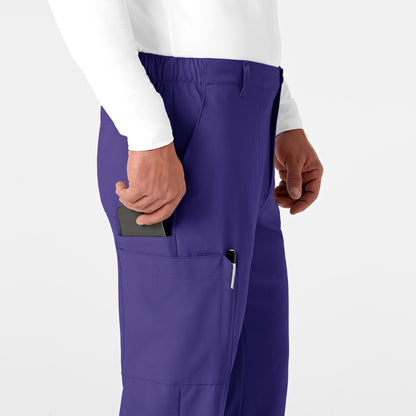 W123 5355 Men's Flat Front Cargo Scrub Pants Grape Model Image Alternate | Wink