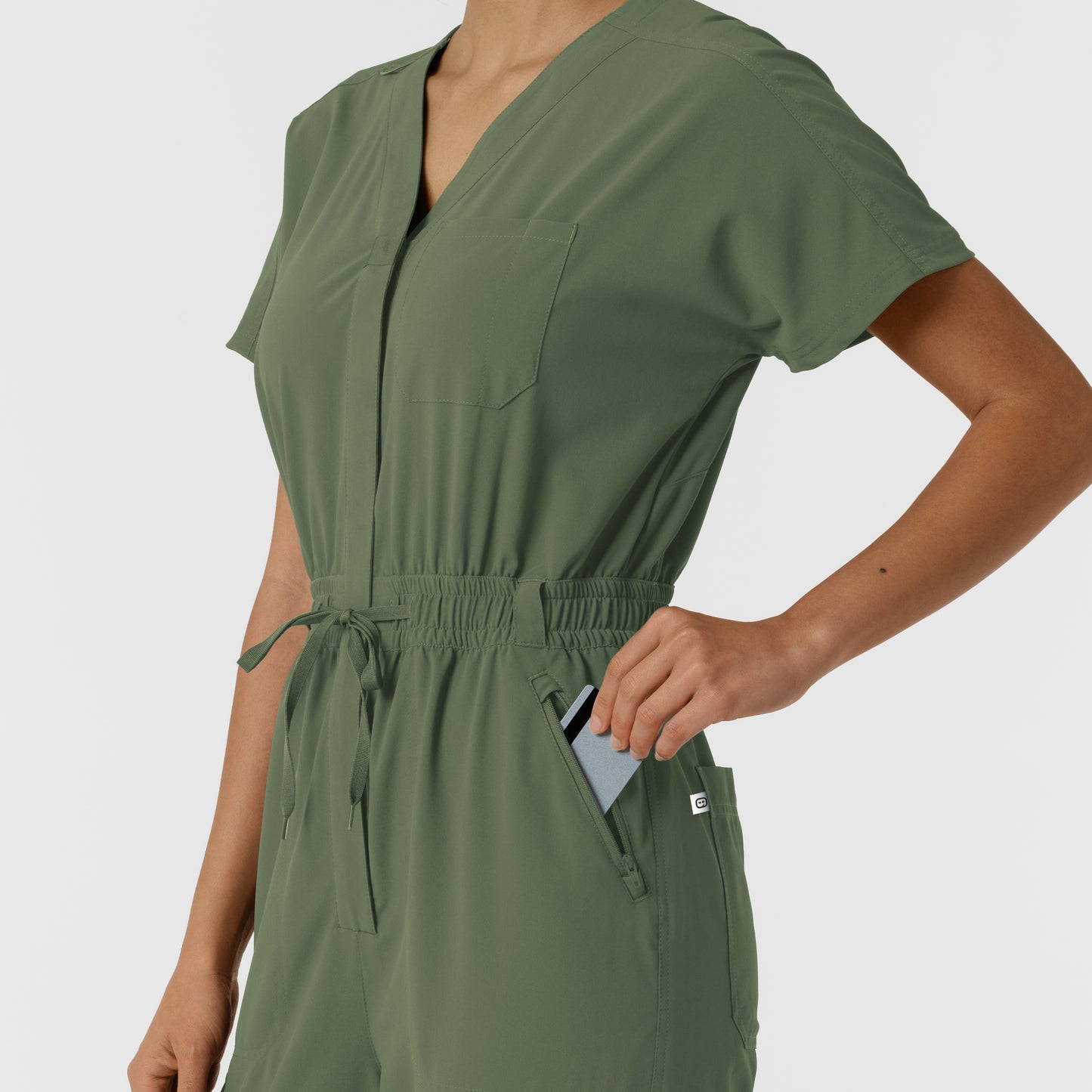 RENEW 3234 Cargo Jogger Scrub Jumpsuit Olive Model Image Alternate | Wink