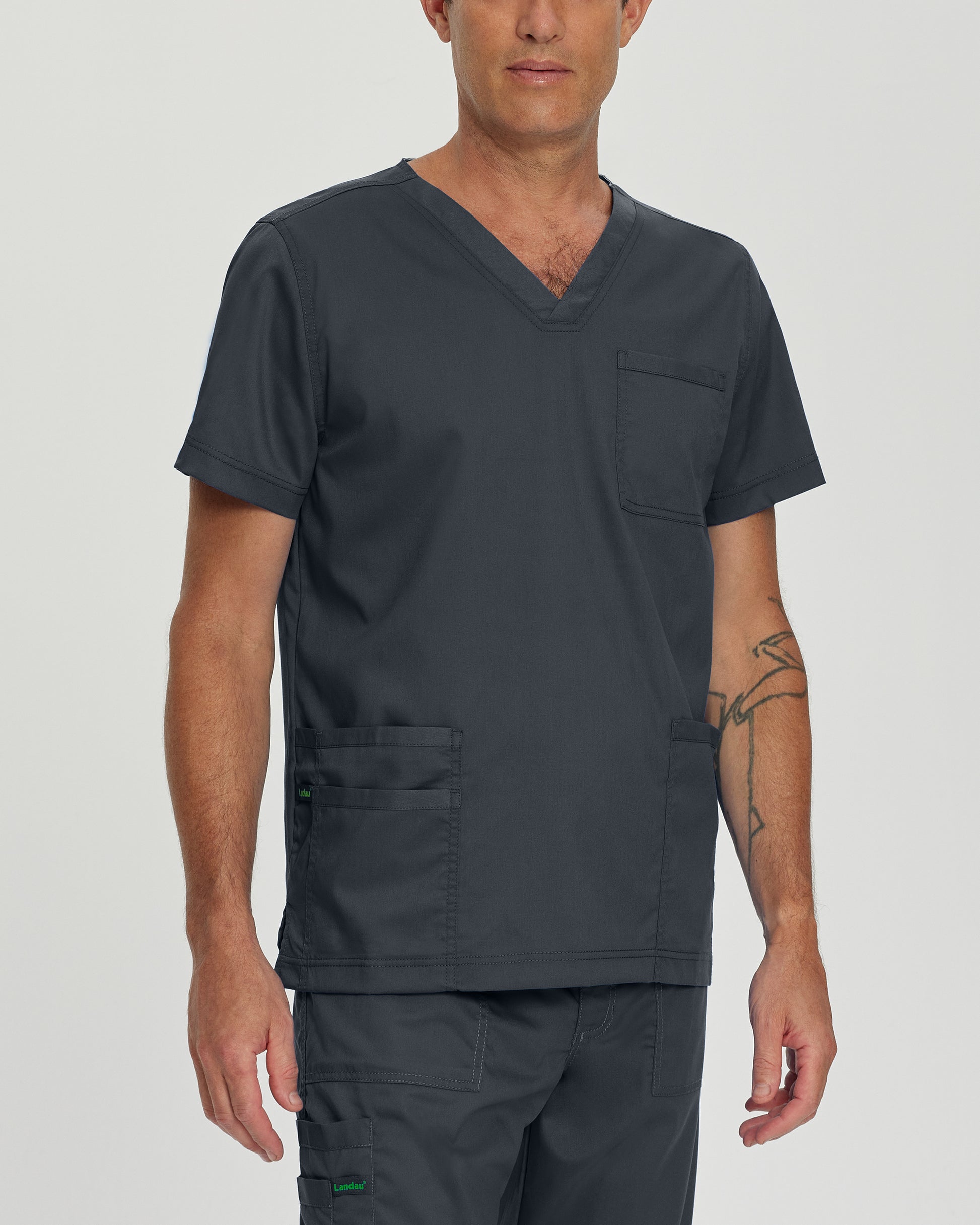 ProFlex 4253 Men's 4 Pocket V Neck Scrub Top Graphite Image