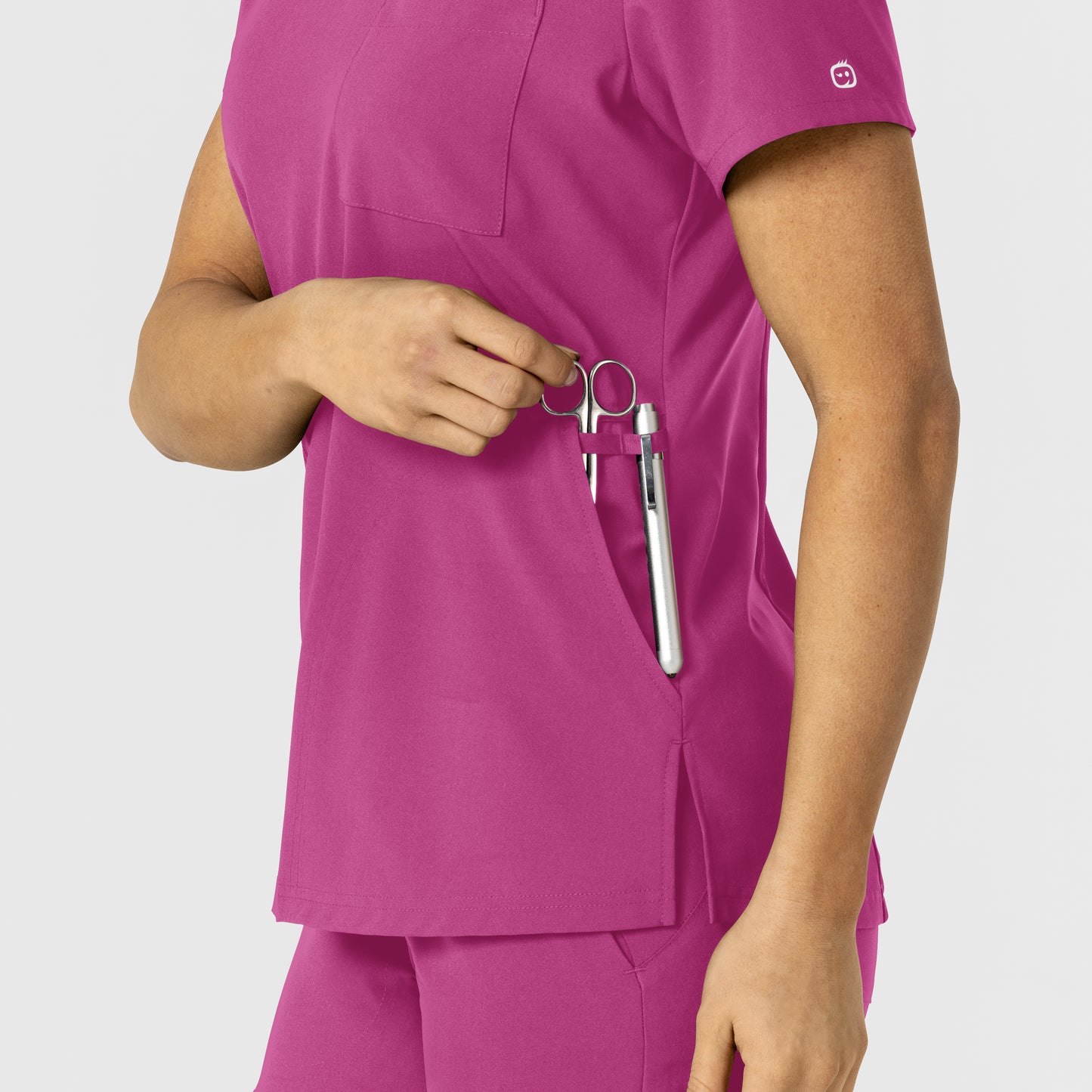 W123 6045 Flex-n-Reach V-Neck Scrub Top Raspberry Model Image Alternate | Wink