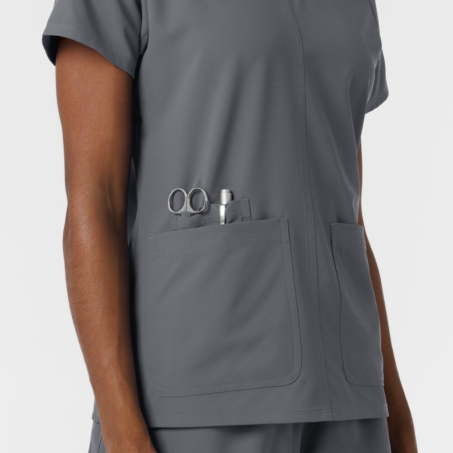NURTUR 6180 Women's V-Neck Scrub Top Pewter