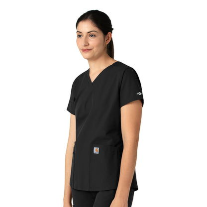 Force Essentials C12113 V-Neck Scrub Top Black Model Image Right Side | Carhartt