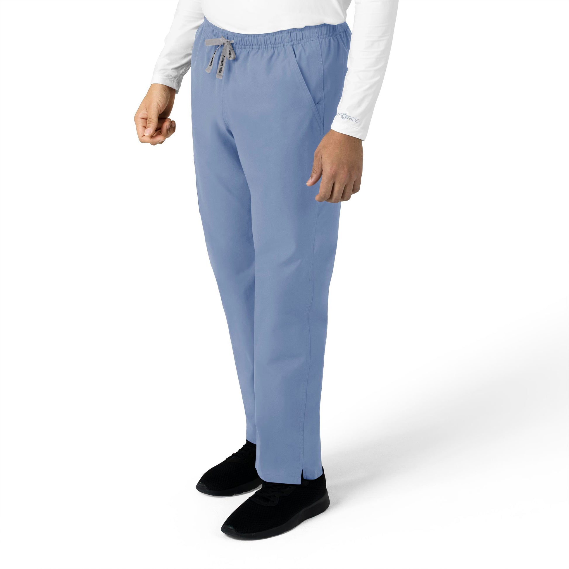 Force Essentials C55013 Unisex Elastic Waist Cargo Scrub Pants Ceil Blue Model Image Right Side | Carhartt