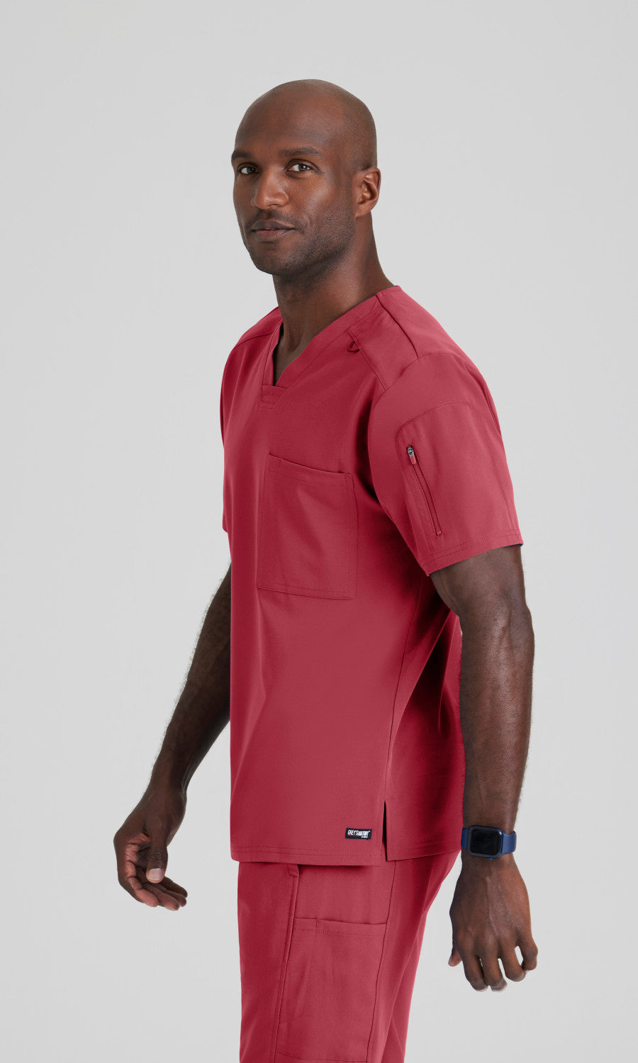 Grey's Anatomy Spandex Stretch GRST079 Murphy Scrub Top Maple Red