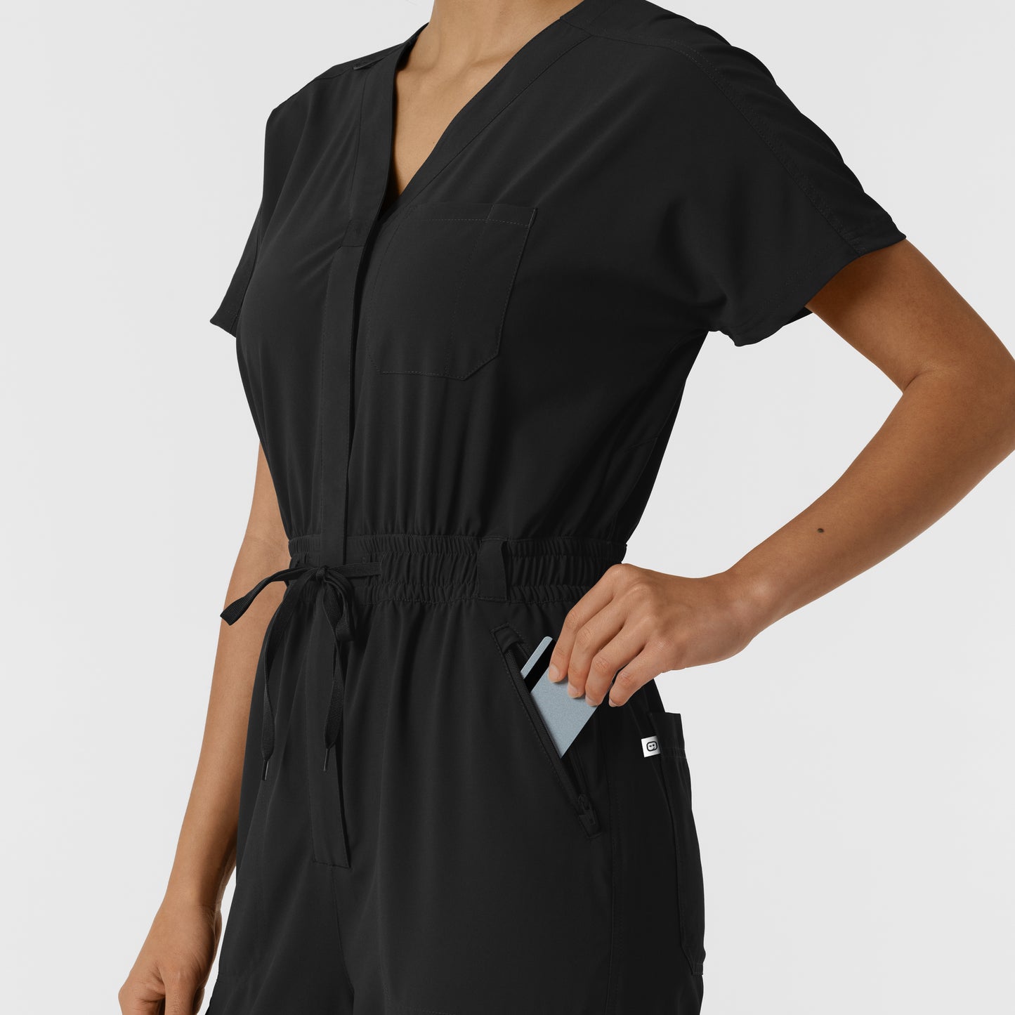 RENEW 3234 Cargo Jogger Scrub Jumpsuit Black Model Image Alternate | Wink