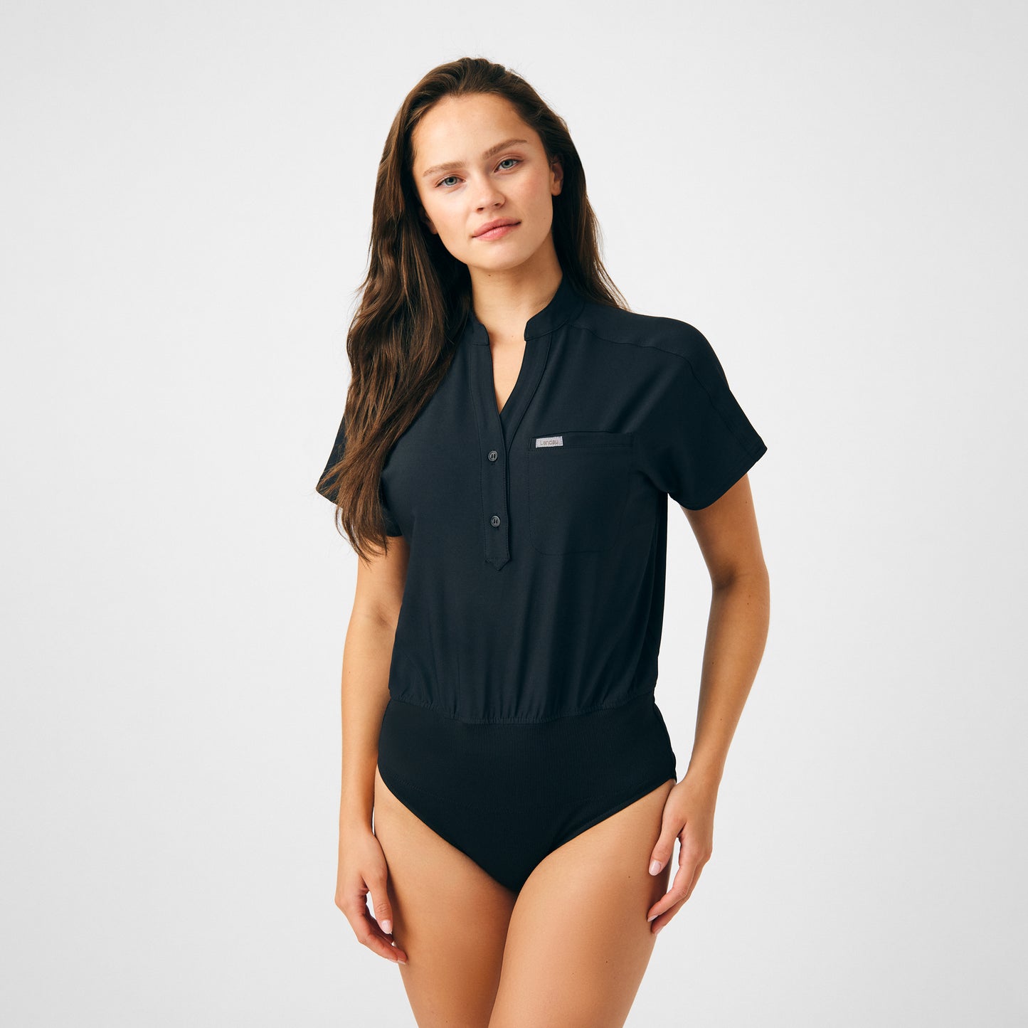 Forward LO606 Women's 1 Pocket Scrub Bodysuit Black Image