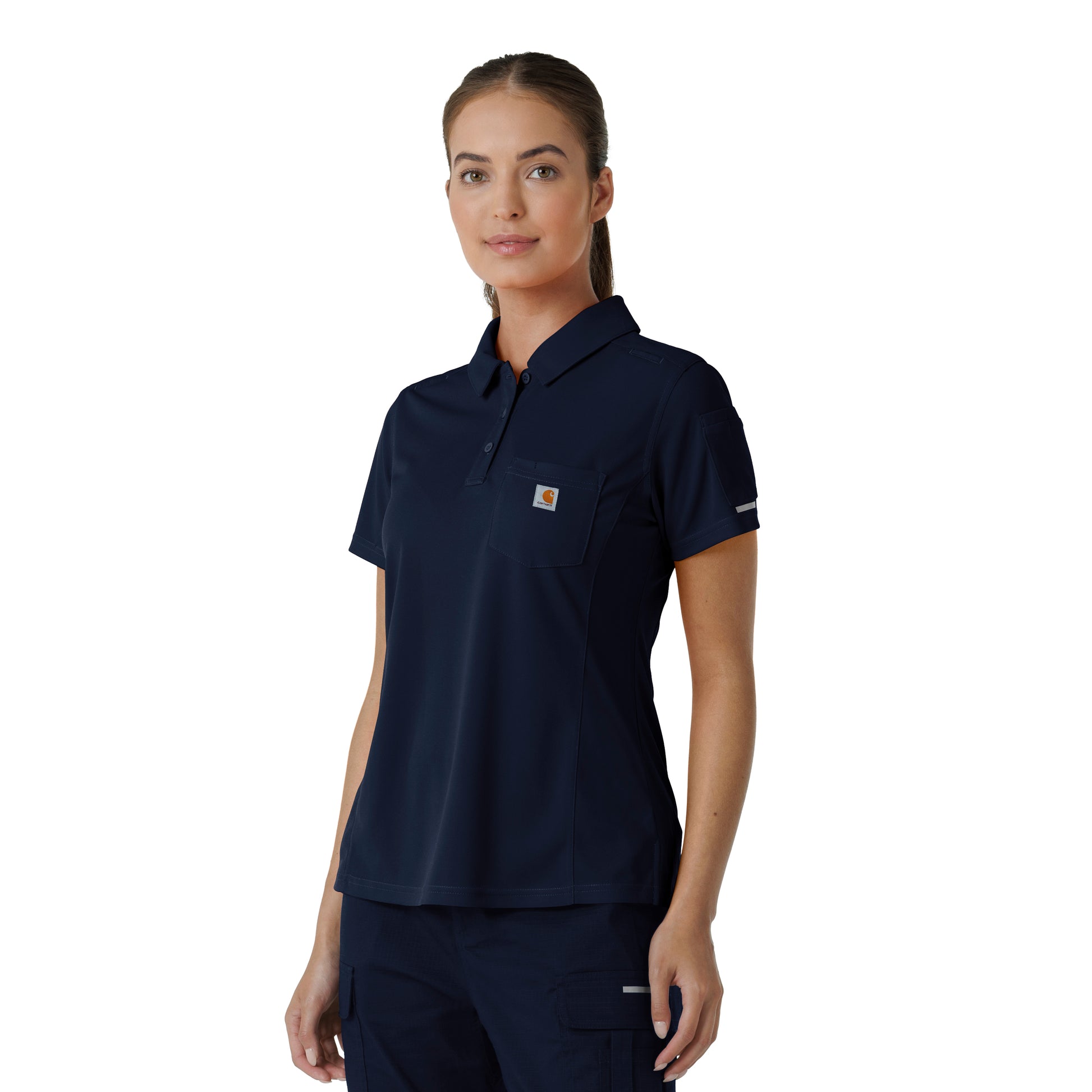 Rugged Flex C12119 Women's Lightweight Short Sleeve Polo Scrub Top Dark Navy