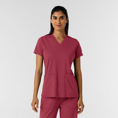 RENEW Knit 6559 Women's 2-Pocket Scrub Top Ruby