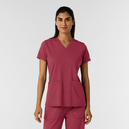 RENEW Knit 6559 Women's 2-Pocket Scrub Top Ruby