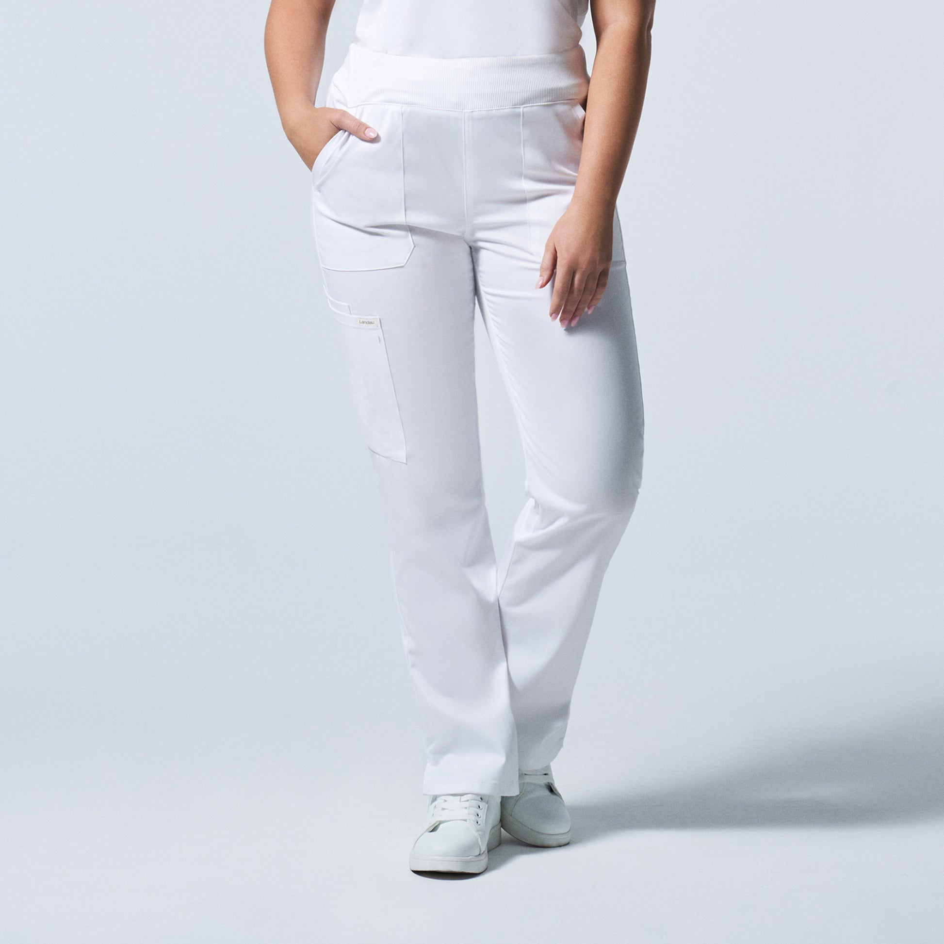 ProFlex LB405 Women's Cargo Scrub Pants White Image