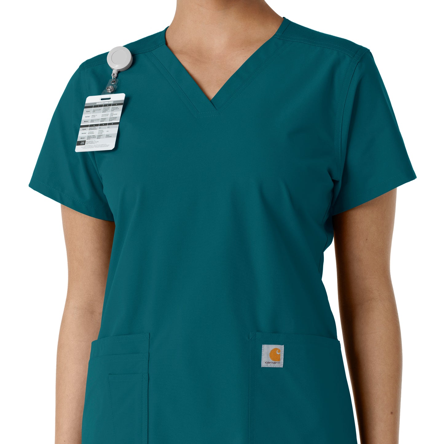 Force Essentials C12313 V-Neck Knit Panel Scrub Top Caribbean Model Image Alternate | Carhartt