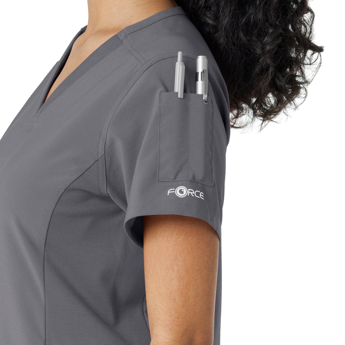 Force Cross-Flex C13310 Knit Panel Scrub Top Pewter Model Image Alternate | Carhartt