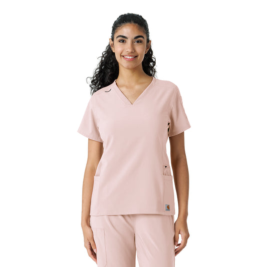 Force Cross-Flex C13310 Women's Knit Panel Scrub Top Soft Rose