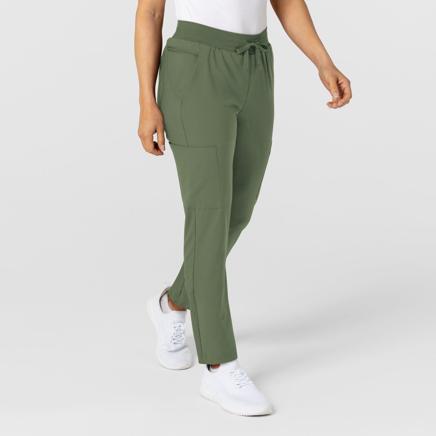 W123 5045 Flex-n-Reach Track Scrub Pants Olive Model Image Right Side | Wink