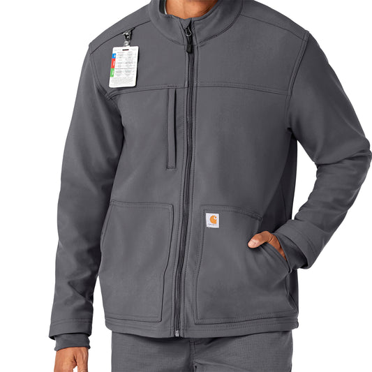 Rugged Flex C80023 Men's Bonded Fleece Jacket Pewter Model Image Left Side | Carhartt