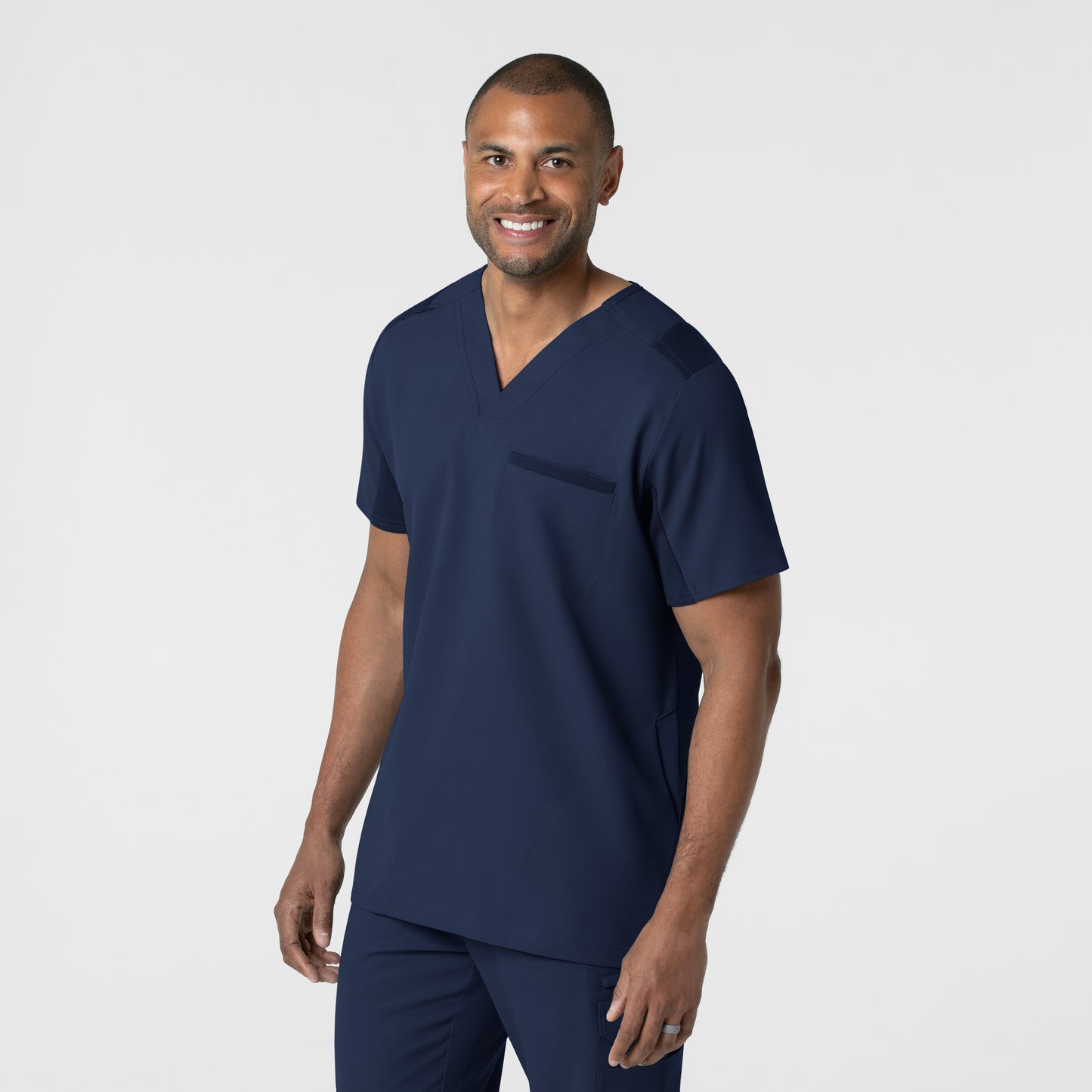 Thrive 6622 Men's Utility V-Neck Scrub Top Navy Model Image Right Side | Wink