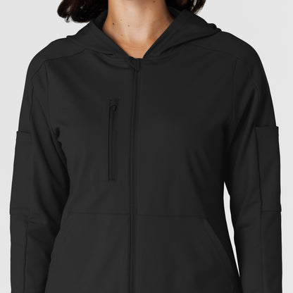 RENEW 8159 Knit Women’s Zip Hoodie Black Model Image Left Side | Wink