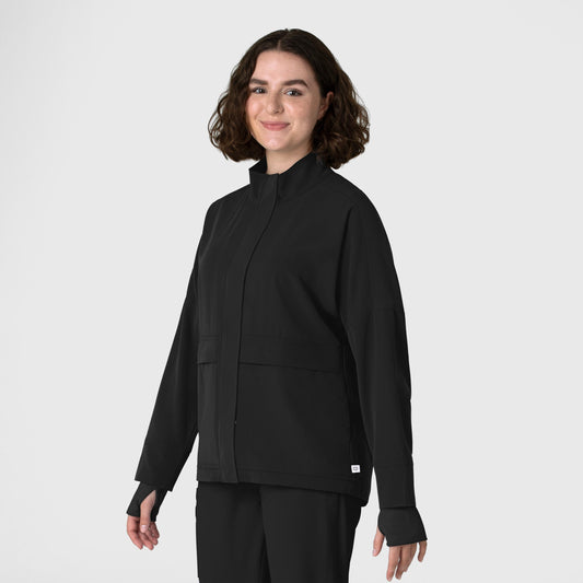 Layers 8132 Germs Happen Packable Scrub Jacket Black Model Image Right Side | Wink