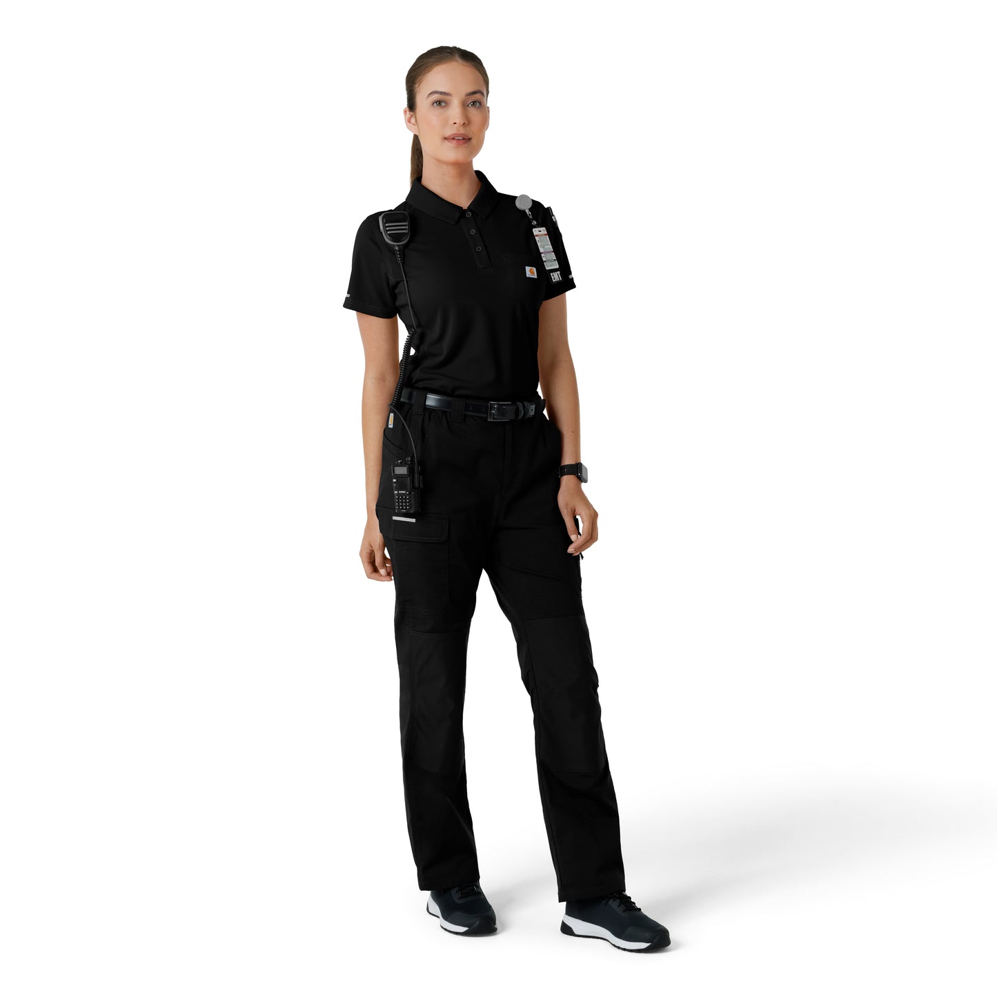 Rugged Flex C12119 Women's Lightweight Short Sleeve Polo Scrub Top Black
