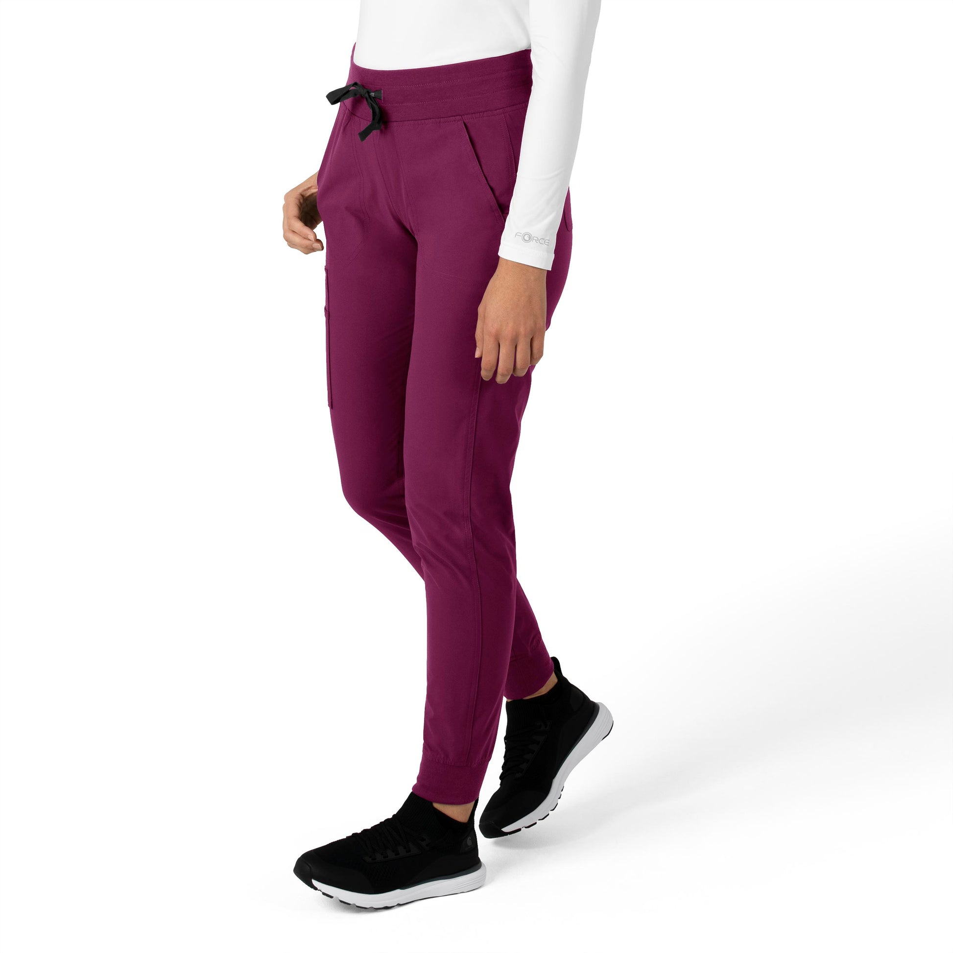 Force Essentials C51113 Jogger Scrub Pant Wine Model Image Left Side | Carhartt