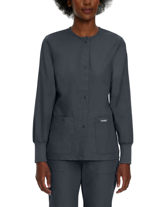 Essentials 7525 Women's 4 Pocket Warm Up Scrub Jacket Graphite Image