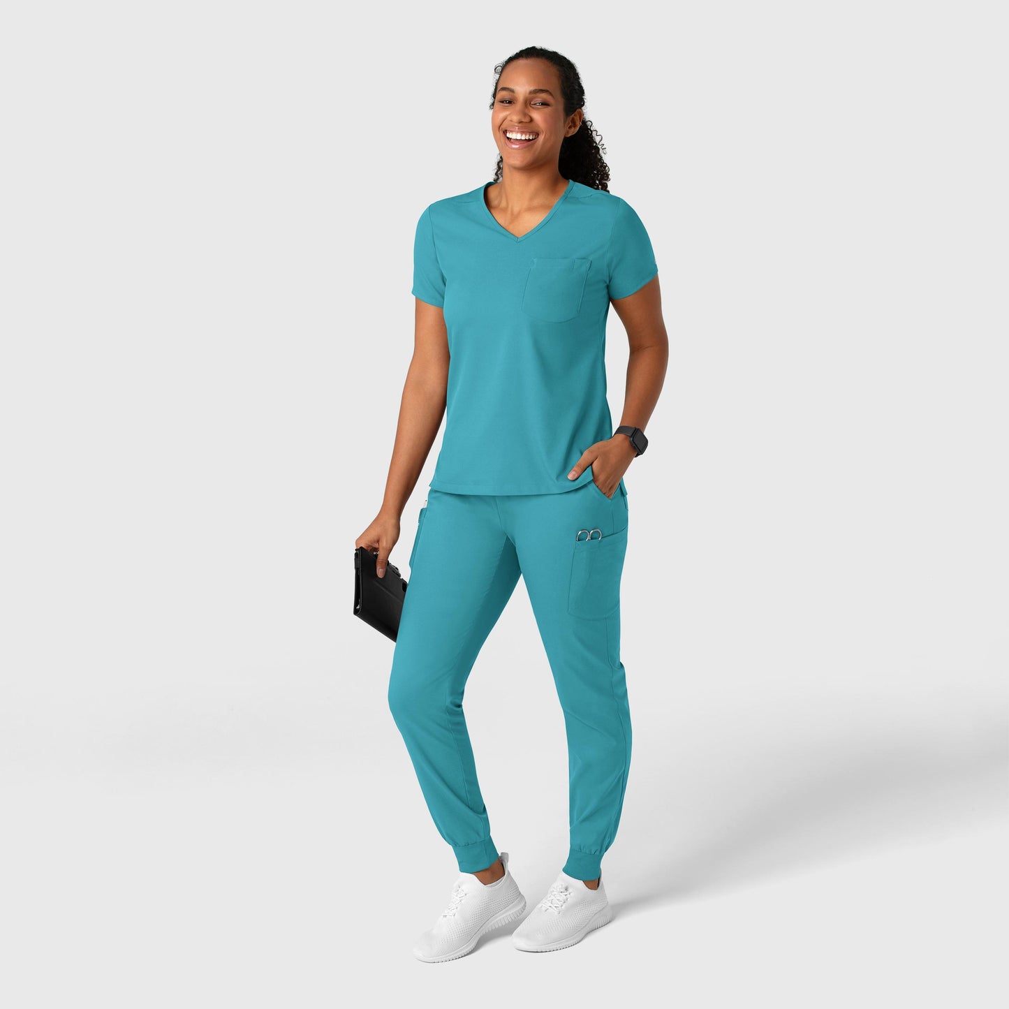 Boundless 5151 Jogger Scrub Pants Teal Model Image Alternate | Wink