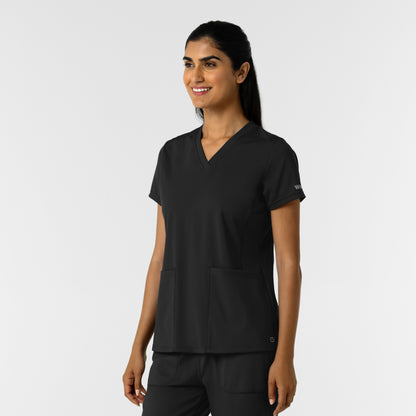 RENEW Knit 6559 Women's 2-Pocket Scrub Top Black