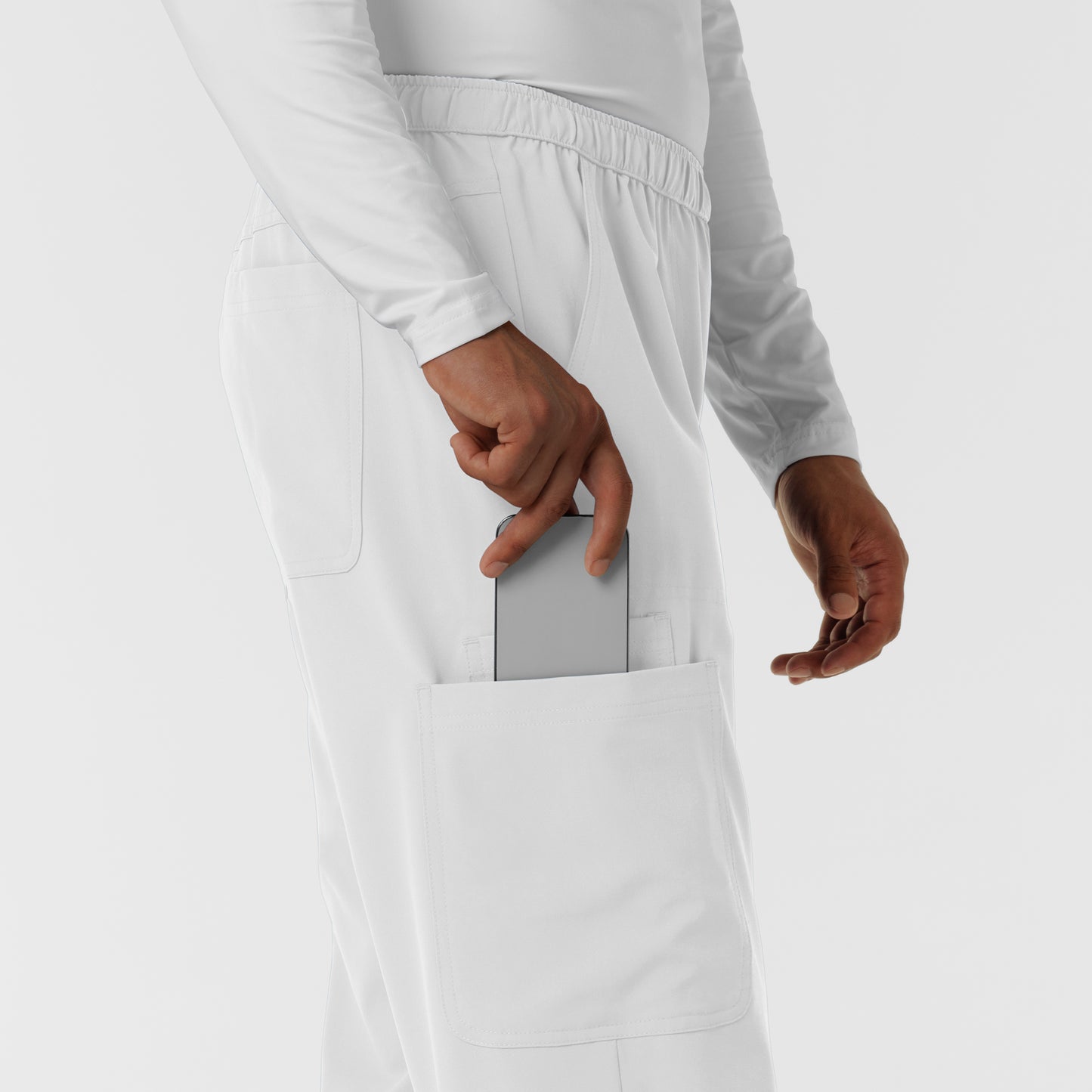 NURTUR 5380 Men's Straight Leg Cargo Scrub Pants White