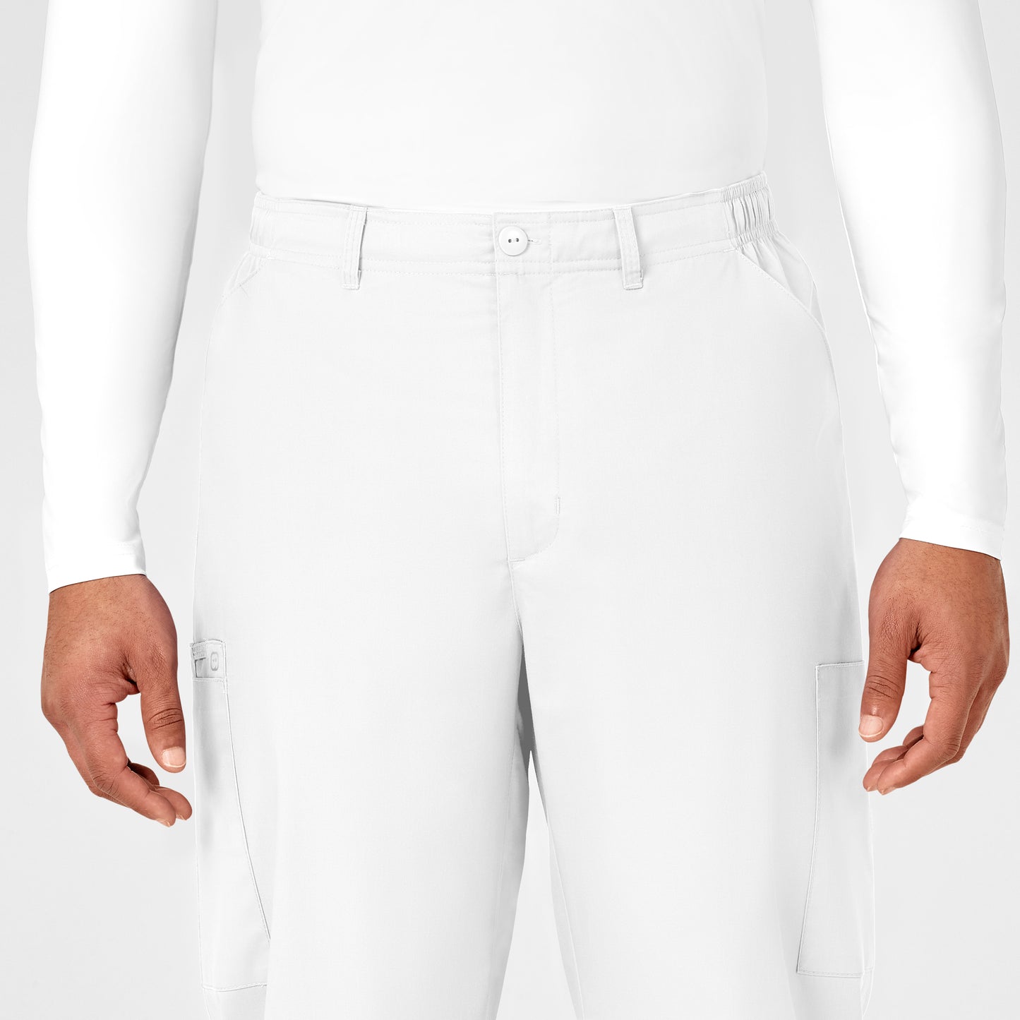 WonderWORK 503 Men's Cargo Scrub Pants White Model Image Left Side | Wink