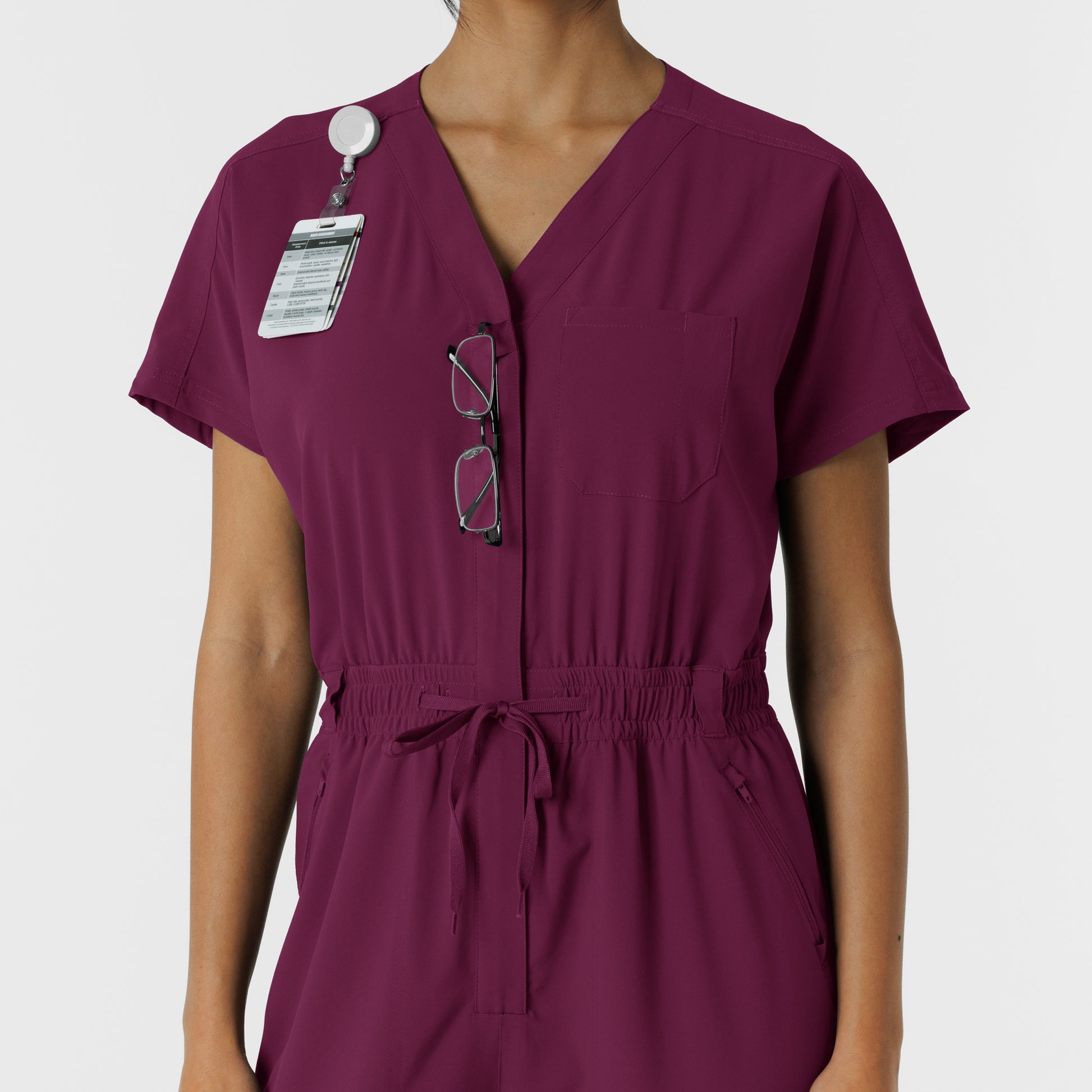 RENEW 3234 Cargo Jogger Scrub Jumpsuit Wine Model Image Alternate | Wink