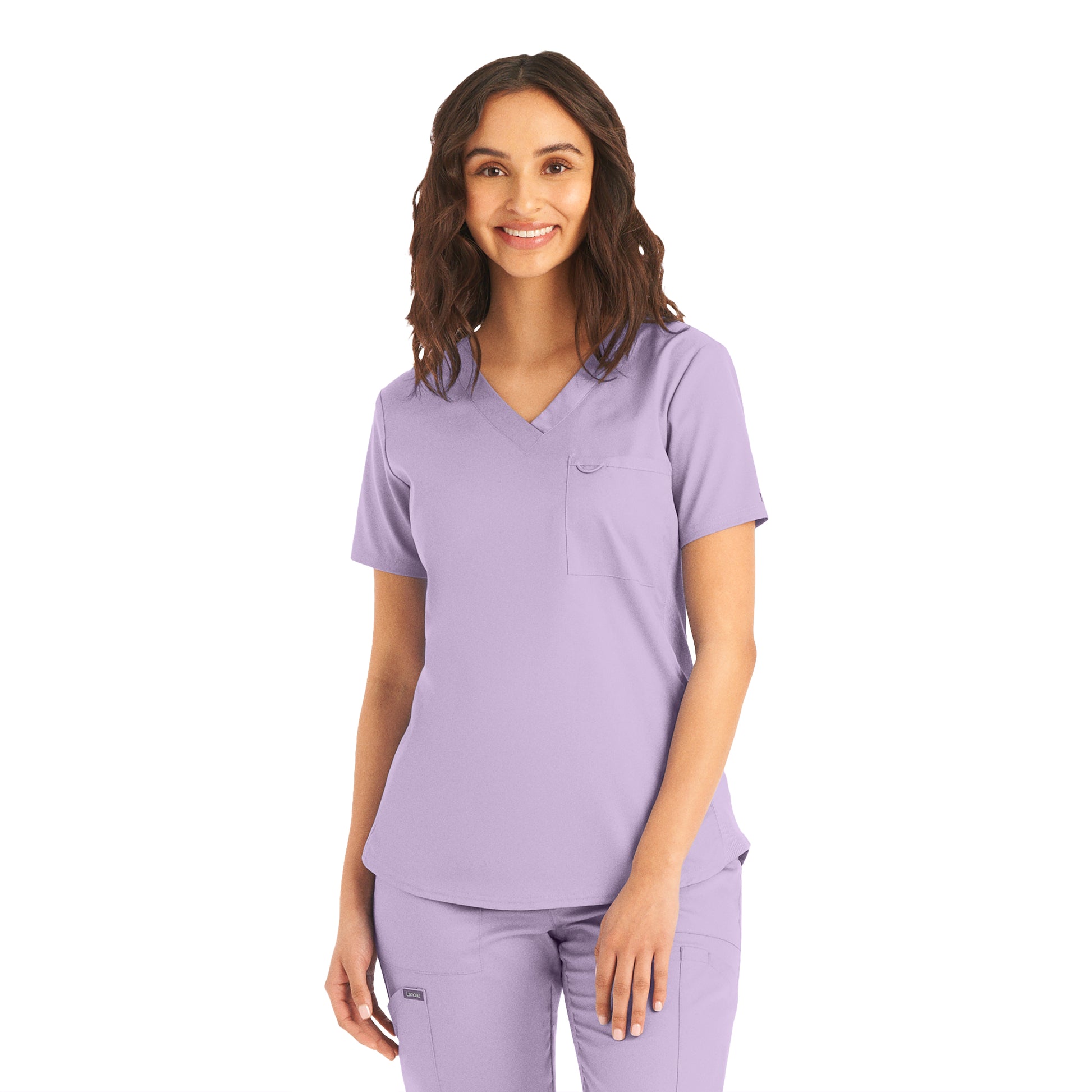 ProFlex LT107 Women's 2 Pocket V Neck Scrub Top Orchid Bloom Image