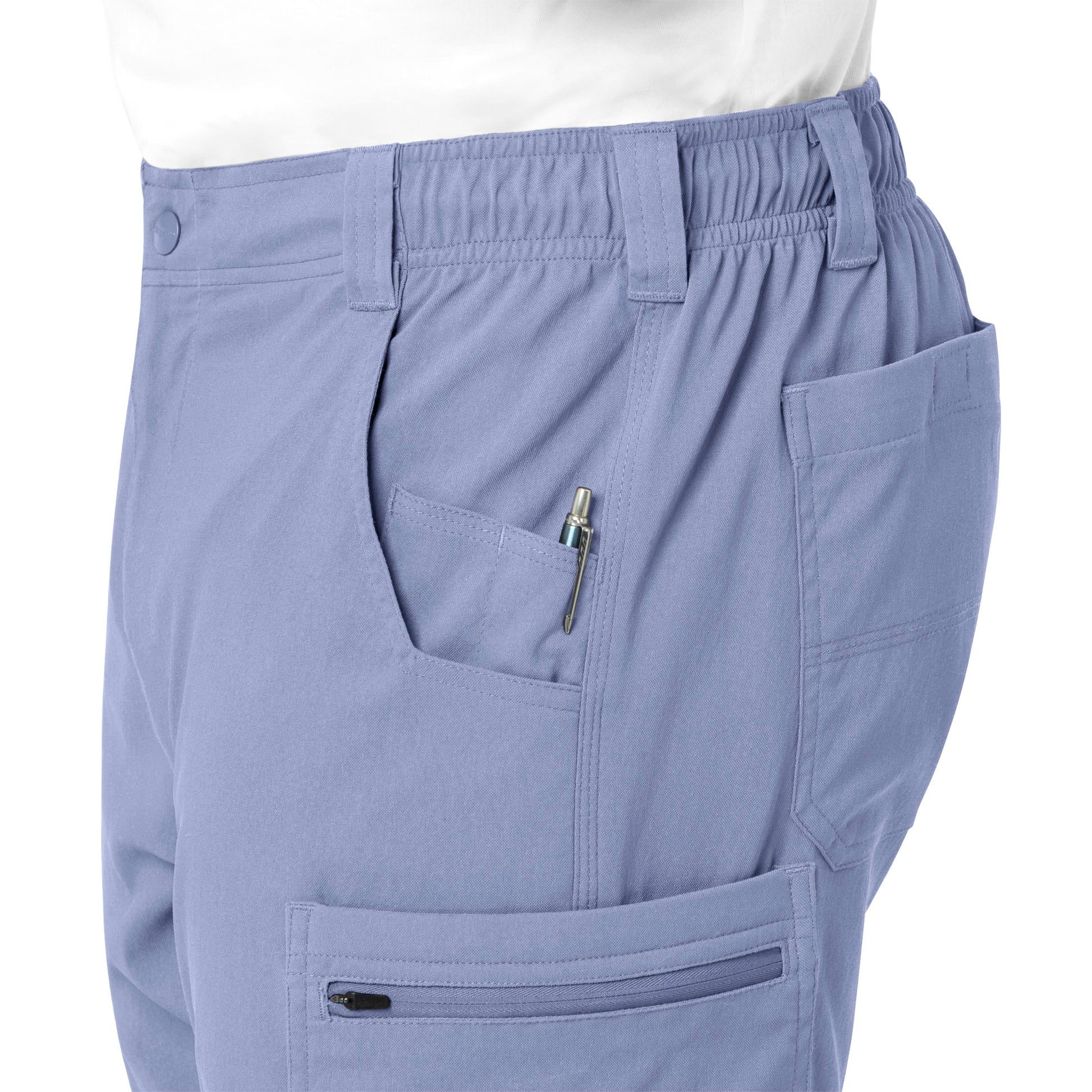 Rugged Flex Peak C55037 Men's Straight Leg Cargo Scrub Pants Ceil Blue Model Image Alternate | Carhartt