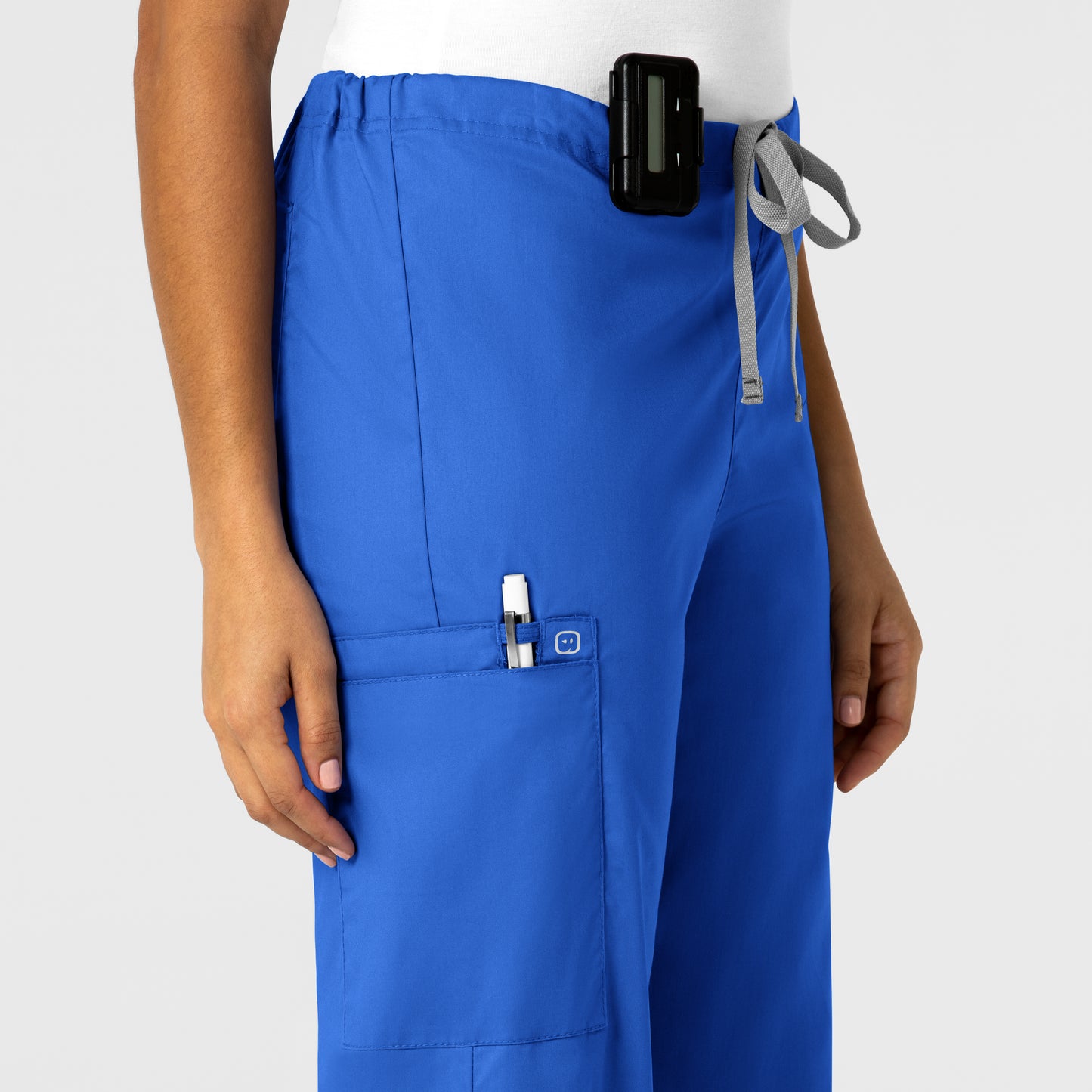 WonderWORK 500 Unisex Drawstring Cargo Scrub Pants Royal Model Image Alternate | Wink